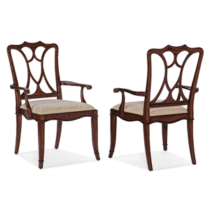 Hooker Furniture Charleston Fabric Upholstered Seat Arm Chair in Cherry Brown