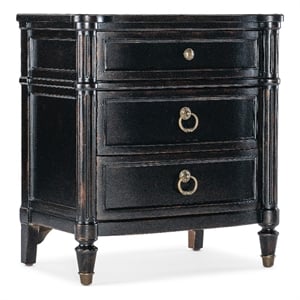 Hooker Furniture Charleston 3-Drawer Traditional Wood Nightstand in Black Cherry