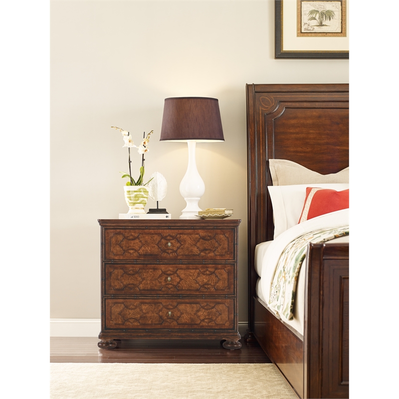 Charleston Three-Drawer Wood Nightstand in Cherry Brown by Hooker Furniture