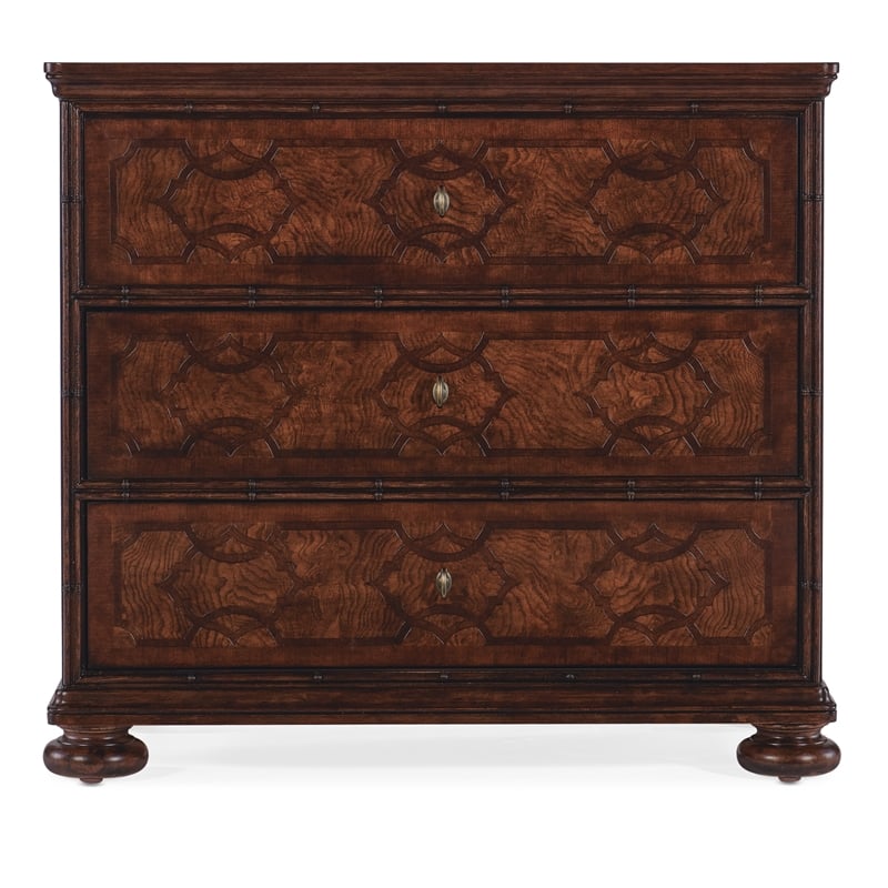 Charleston Three-Drawer Wood Nightstand in Cherry Brown by Hooker Furniture