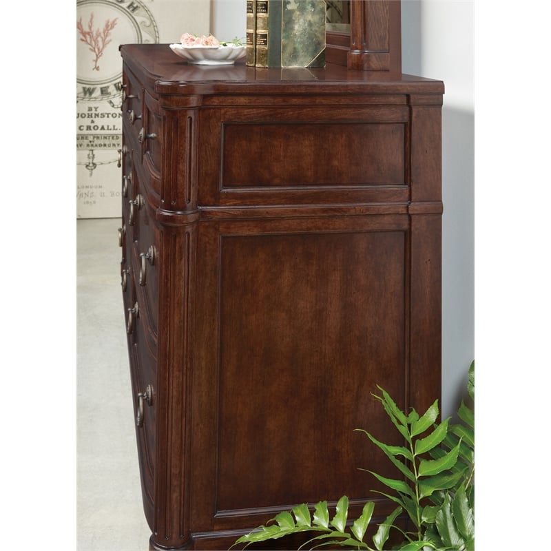 Hooker Furniture Charleston 7-Drawer Wood Dresser in Cherry Brown