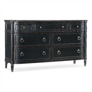Charleston Seven-Drawer Wood Dresser in Black Cherry Finish by Hooker Furniture
