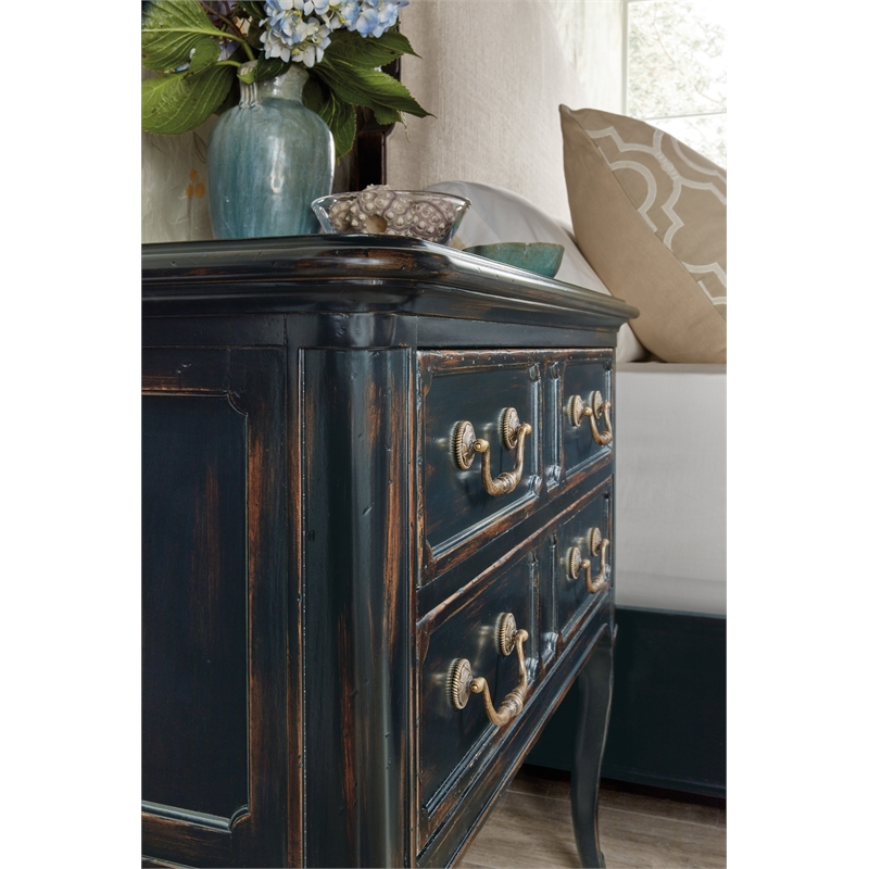 Hooker Furniture Charleston 2-Drawer Traditional Wood Nightstand in Black Cherry