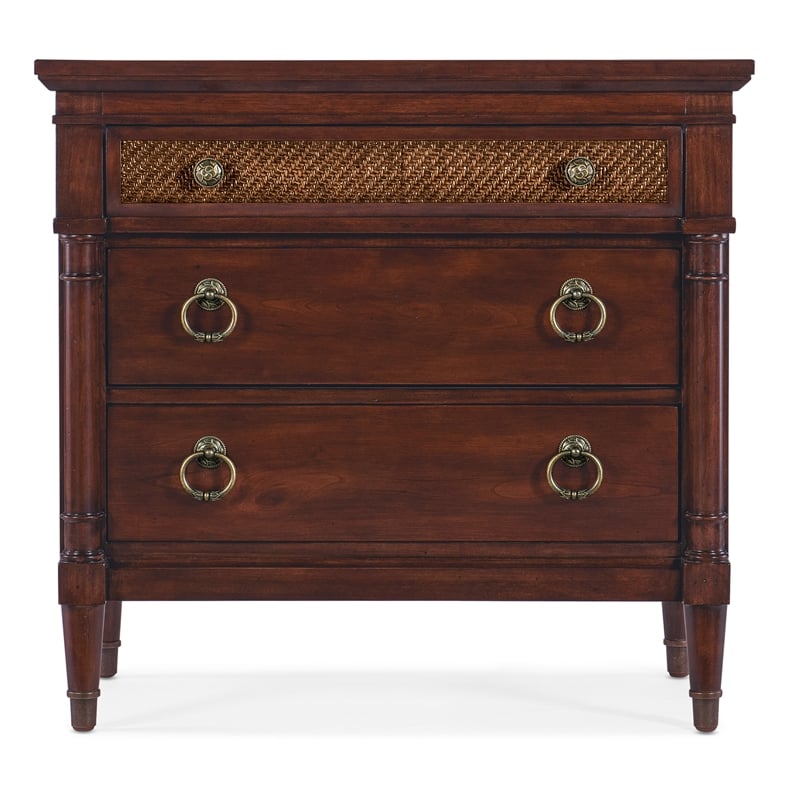 Charleston Three-Drawer Wood Nightstand in Cherry Brown by Hooker Furniture