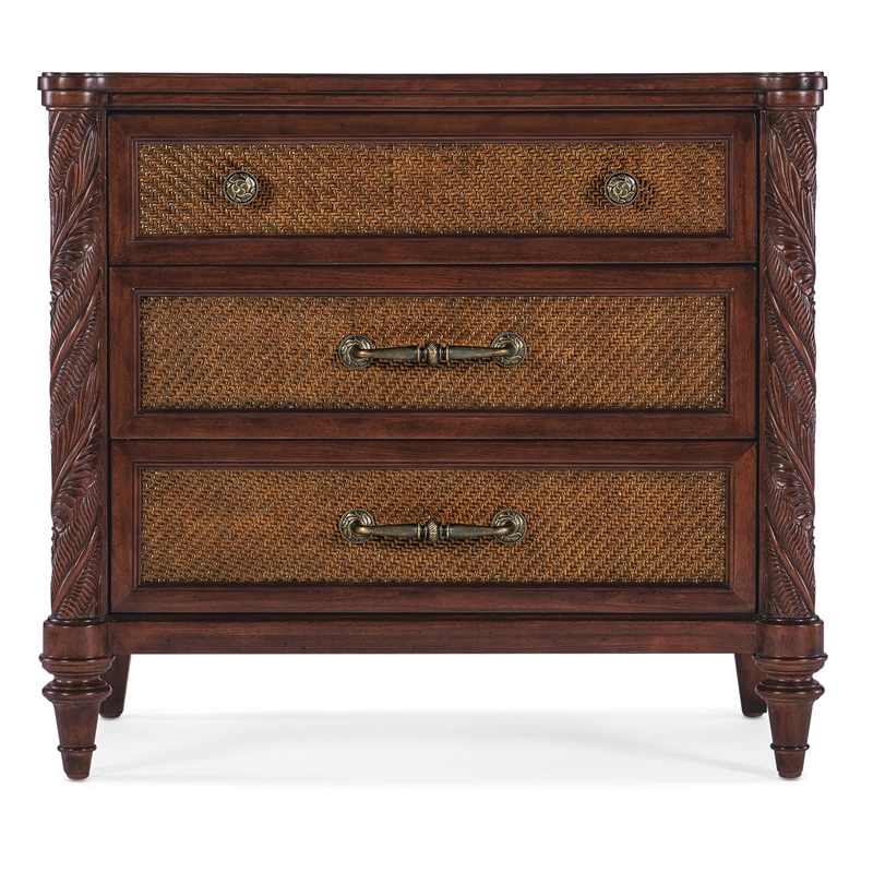 Charleston Three-Drawer Wood Nightstand in Cherry Brown by Hooker Furniture
