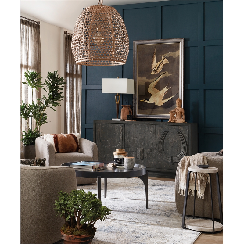 Hooker Furniture Commerce & Market Round Wood Cocktail Table in Dark Brown