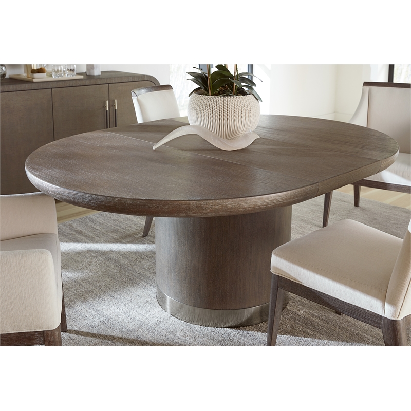 Modern Mood Round Wood Dining Table w/ 18in leaf in Brown by Hooker Furniture