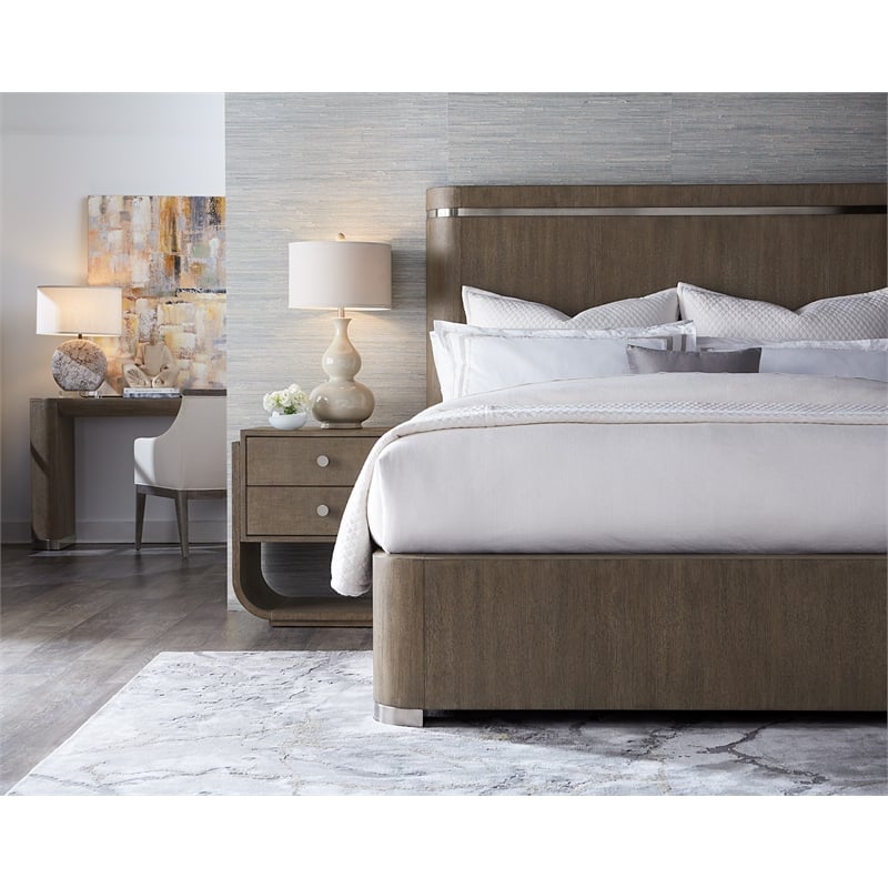 Hooker Furniture Modern Mood King Wood Panel Bed in Brown