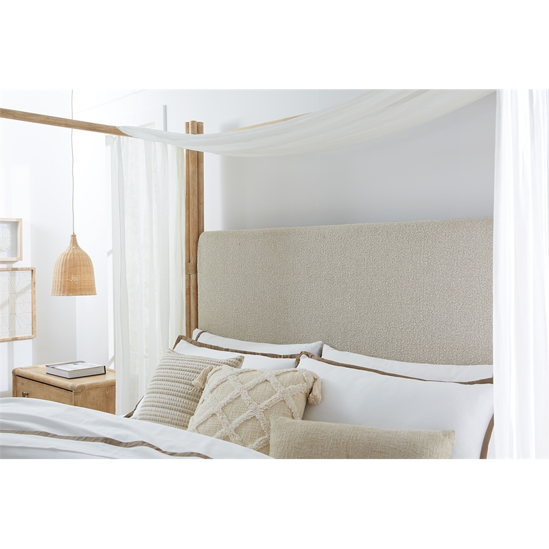 Hooker Furniture Retreat Cal King Fabric Upholstered Poster Bed in Beige