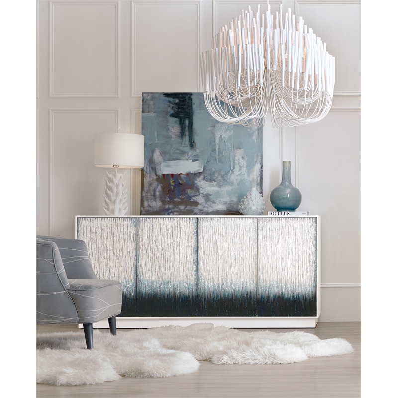 Melange Mediterranean Entertainment Credenza in White Wood by Hooker Furniture