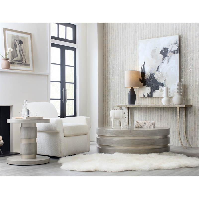 Melange Metal Banded Cocktail Table in Silver by Hooker Furniture