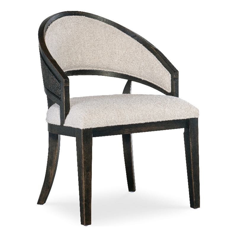 Retreat Cane Barrel Back Fabric Upholstered Chair in Black by Hooker Furniture