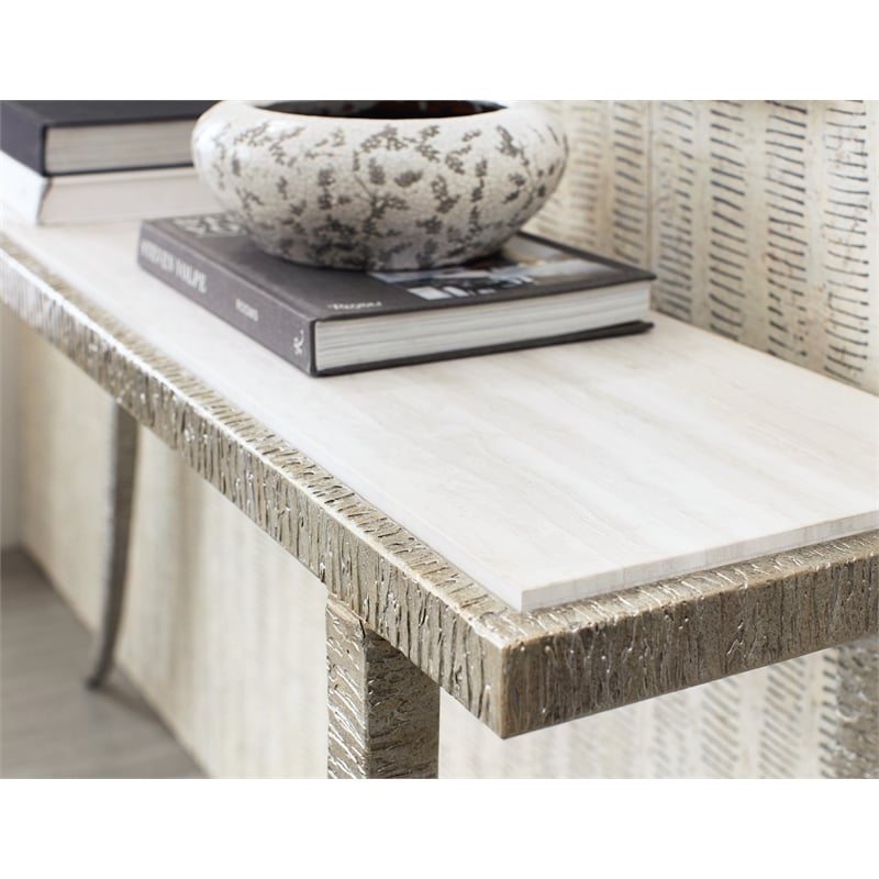 Melange Sabre Marble Top Console Table in Silver by Hooker Furniture