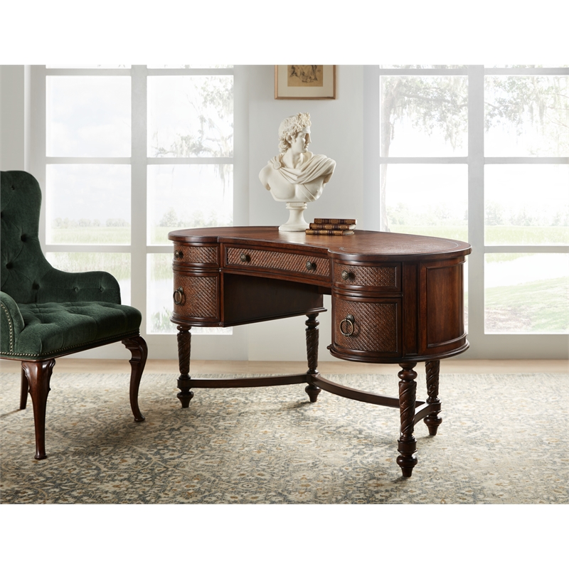 Charleston Wood Kidney Writing Desk in Brown by Hooker Furniture