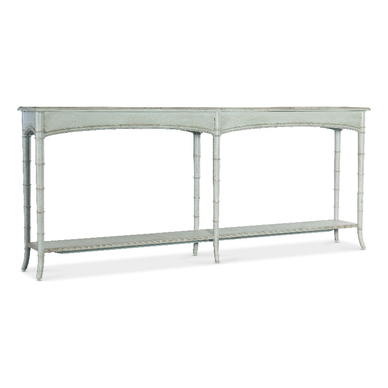 Charleston Wood Console Table w/ Bamboo Style Legs in Blue by Hooker Furniture