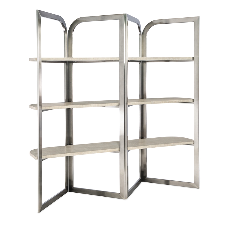 Modern Mood Metal Framed Etagere w/ Natural Finished Shelves by Hooker Furniture