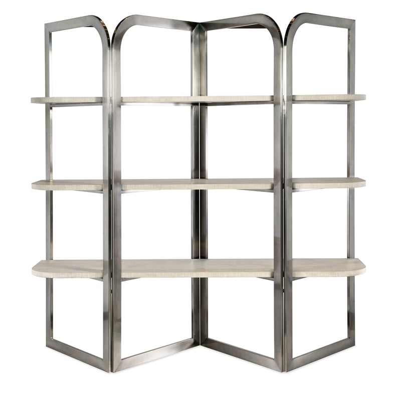 Modern Mood Metal Framed Etagere w/ Natural Finished Shelves by Hooker Furniture
