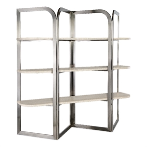 Modern Mood Metal Framed Etagere w/ Natural Finished Shelves by Hooker Furniture