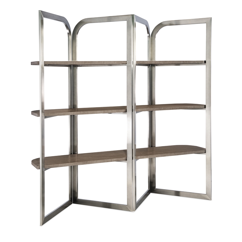 Modern Mood Metal Framed Etagere w/ Brown Finished Shelves by Hooker Furniture