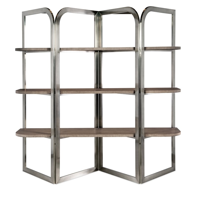Modern Mood Metal Framed Etagere w/ Brown Finished Shelves by Hooker Furniture