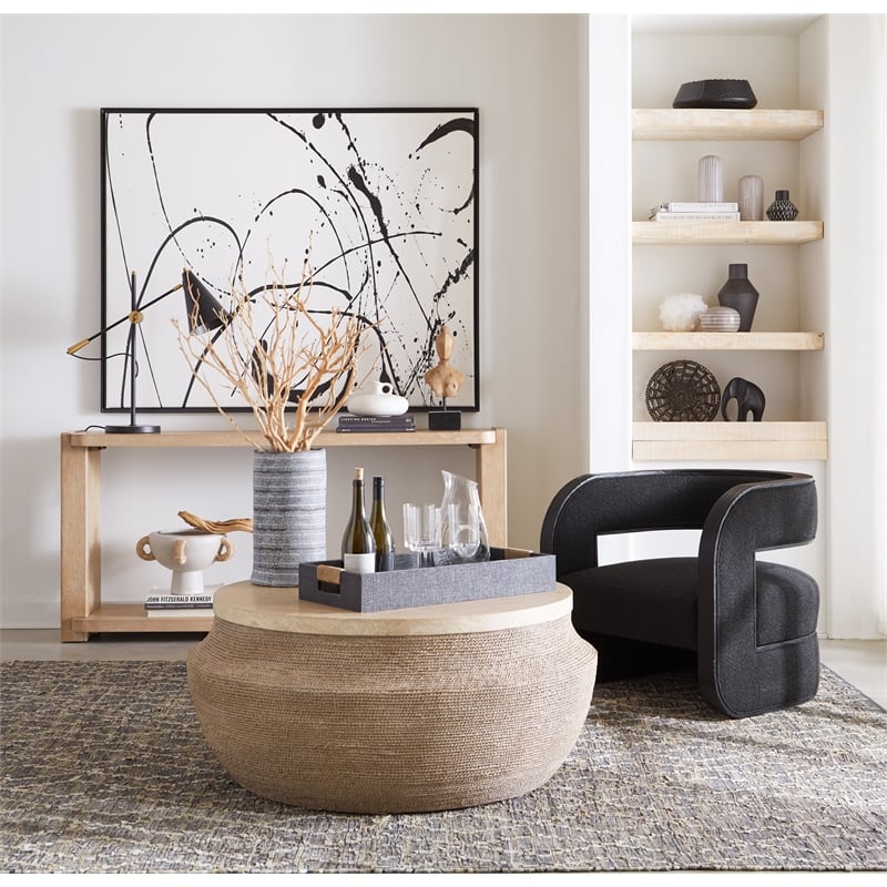 Retreat Wood Open Shelf Console Table in Dune Beige by Hooker Furniture