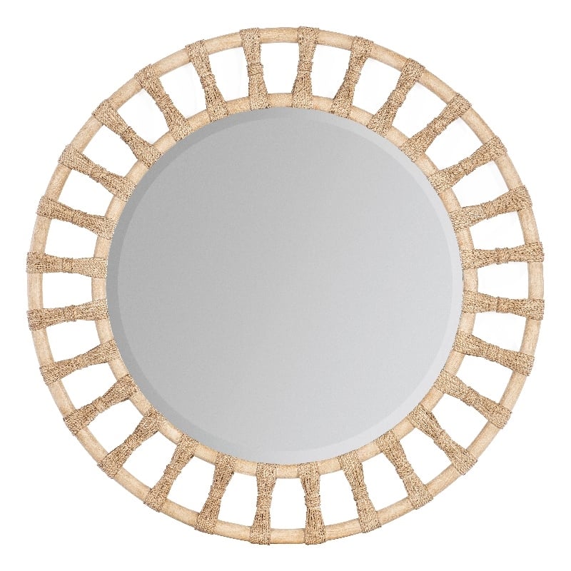 Retreat Wood Pole Rattan Accent Mirror in Beige by Hooker Furniture