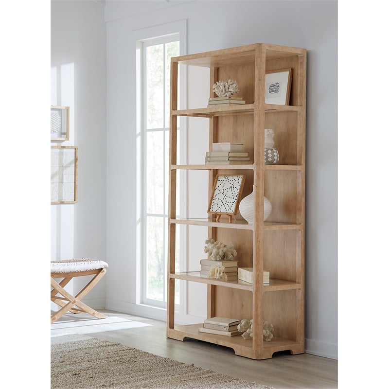 Retreat Wood Framed Etagere with Glass Shelves in Beige by Hooker Furniture
