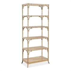 Retreat Pole Rattan Wood Framed Bookcase in Beige by Hooker Furniture