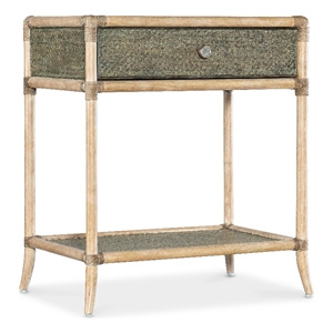 Retreat Wood Pole Rattan Bedside Table in Beige by Hooker Furniture