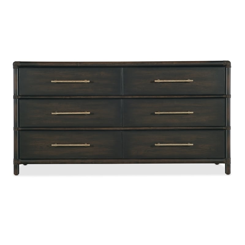 Retreat Wood Pole Rattan Dresser in Black by Hooker Furniture