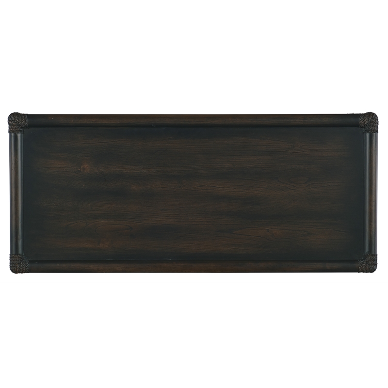 Retreat Wood Pole Rattan Five-Drawer Chest in Black by Hooker Furniture