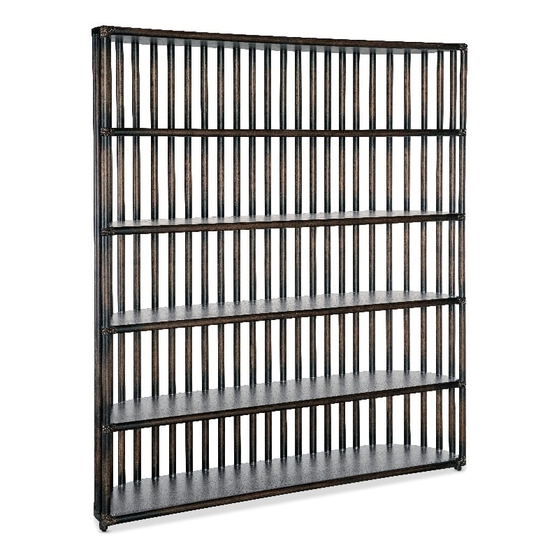 Retreat Slatted Wood Framed Bookcase in Black by Hooker Furniture