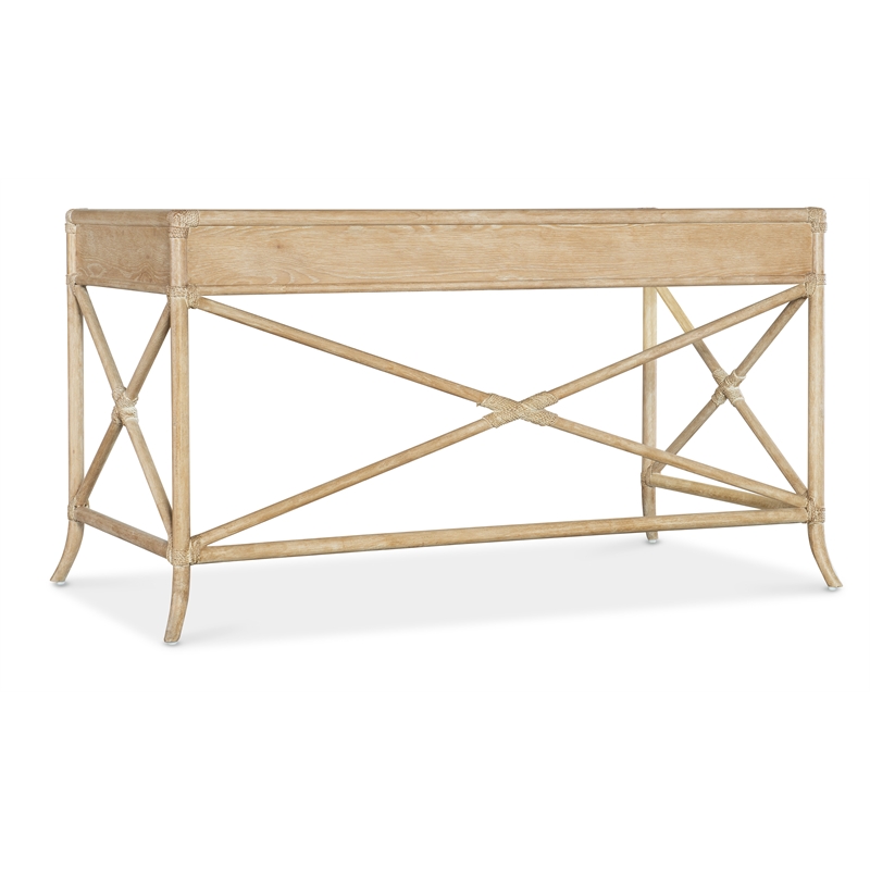 Retreat Pole Rattan Wood Writing Desk in Beige by Hooker Furniture