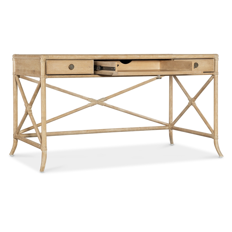 Retreat Pole Rattan Wood Writing Desk in Beige by Hooker Furniture