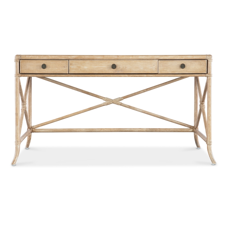Retreat Pole Rattan Wood Writing Desk in Beige by Hooker Furniture