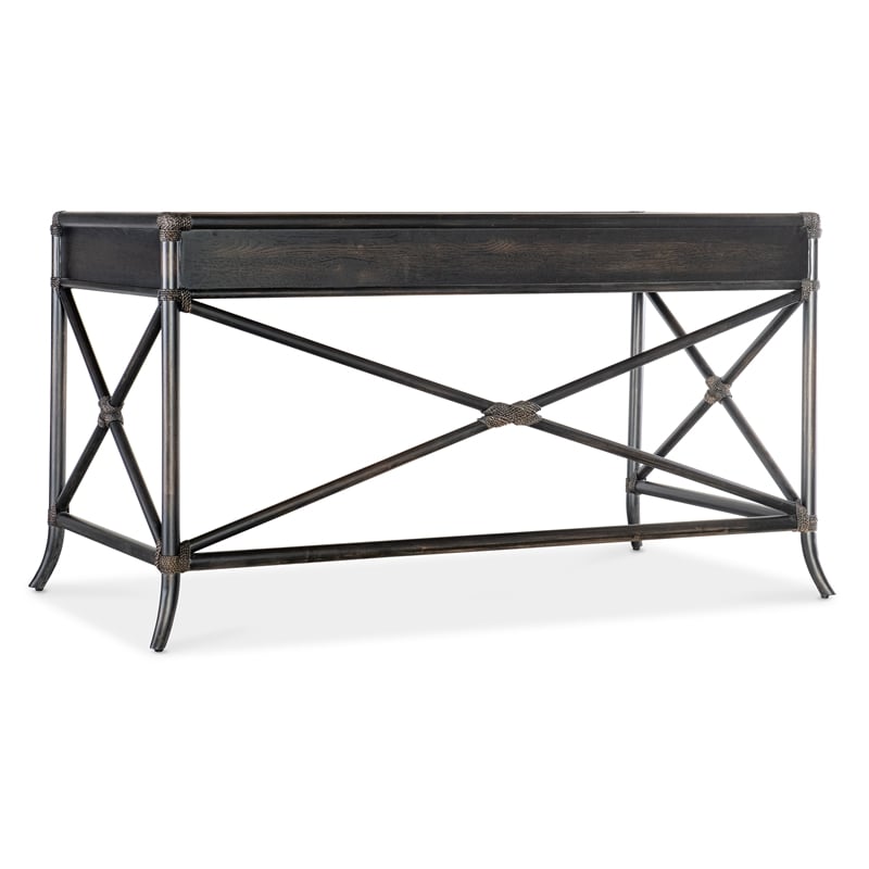 Retreat Pole Rattan Wood Writing Desk in Black by Hooker Furniture