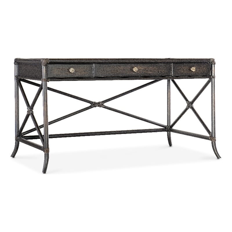 Retreat Pole Rattan Wood Writing Desk in Black by Hooker Furniture
