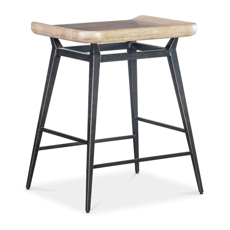 Retreat Wood and Metal Stool in Dune Beige by Hooker Furniture