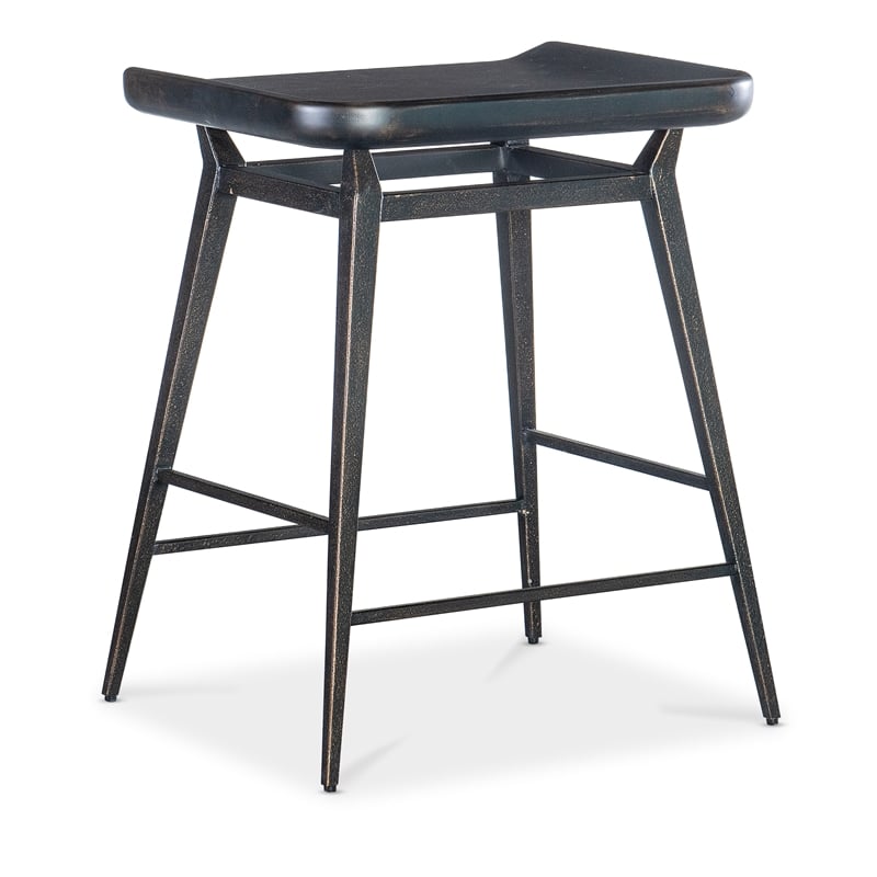 Retreat Wood and Metal Stool in Black Sand by Hooker Furniture