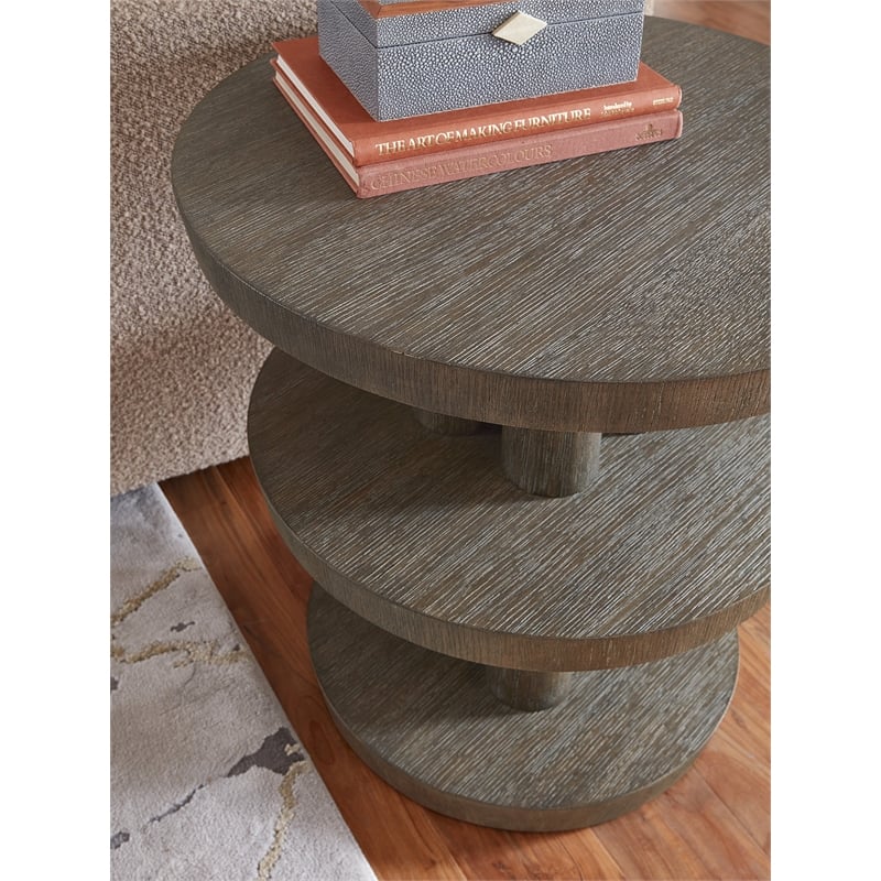 Modern Mood Round Wood Side Table in Brown by Hooker Furniture