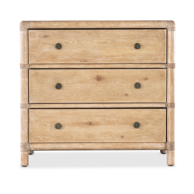 Retreat Wood Pole Rattan Nightstand in Beige by Hooker Furniture
