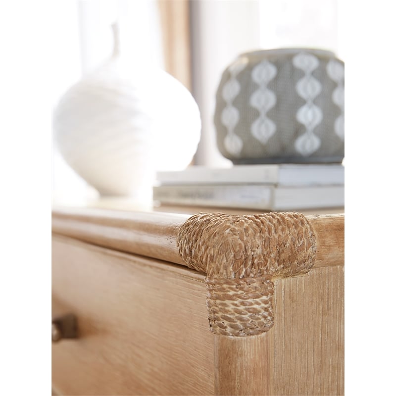 Retreat Wood Pole Rattan Nightstand in Beige by Hooker Furniture