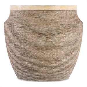 Retreat Round Side Table in Beige Rope w/ Stone Inlay by Hooker Furniture