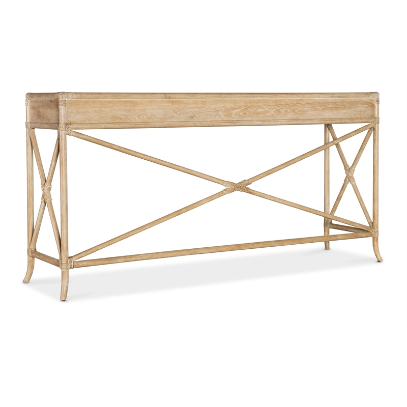 Retreat Pole Rattan Wood Console in Beige by Hooker Furniture