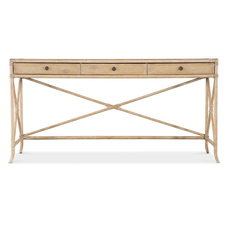 Retreat Pole Rattan Wood Console in Beige by Hooker Furniture