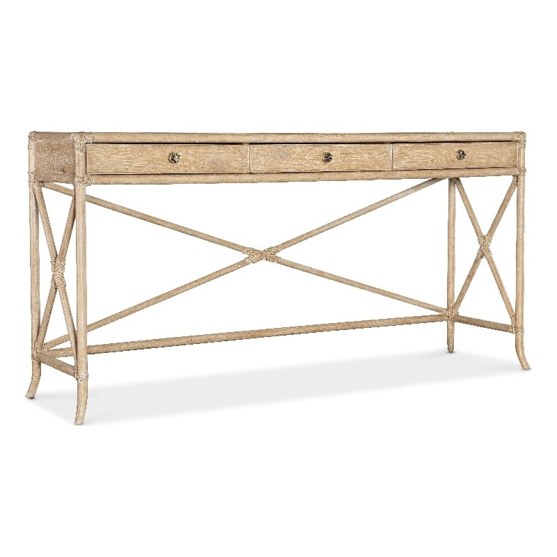 Retreat Pole Rattan Wood Console in Beige by Hooker Furniture