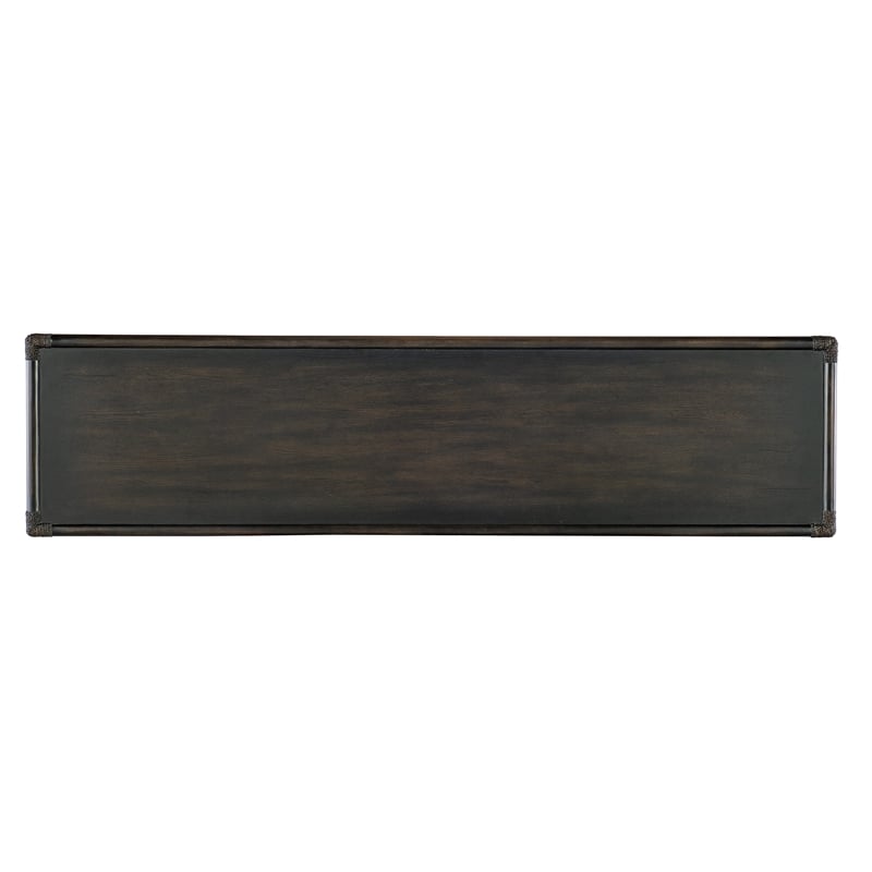 Retreat Pole Rattan Wood Console in Black by Hooker Furniture
