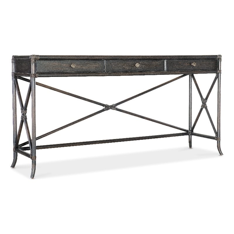 Retreat Pole Rattan Wood Console in Black by Hooker Furniture