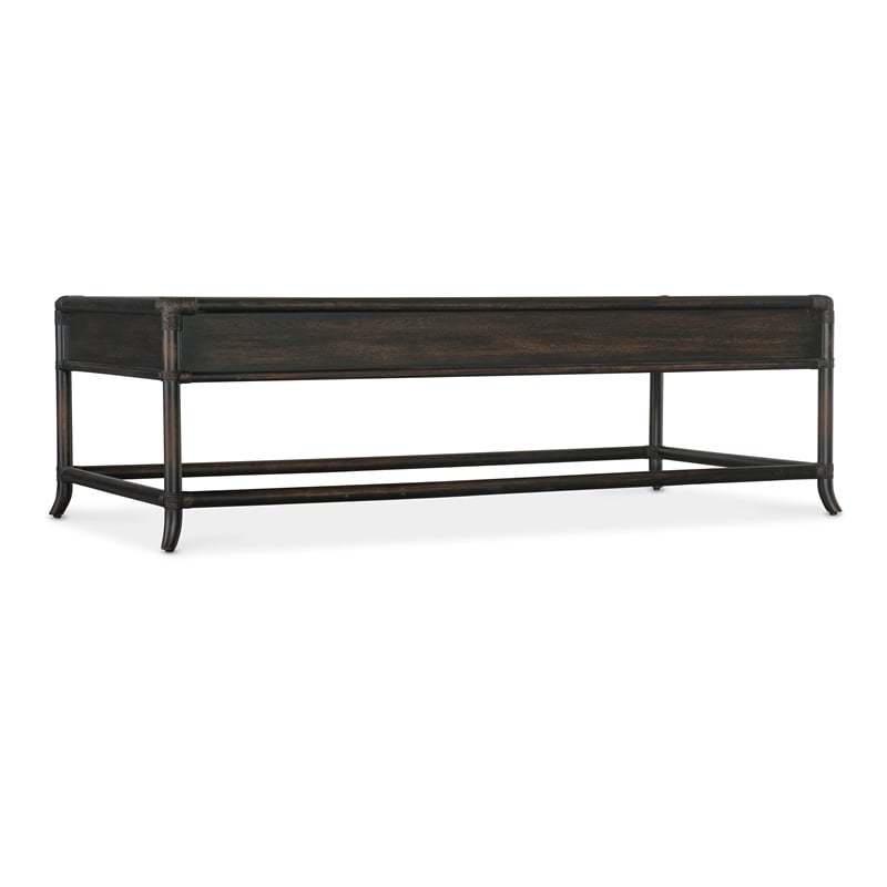 Retreat Pole Rattan Wood Cocktail Table in Black by Hooker Furniture