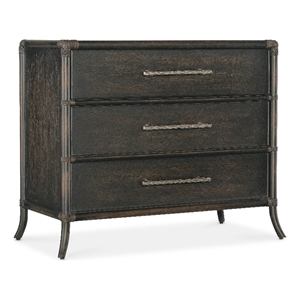 retreat pole rattan wood chest in black sand finish by hooker furniture